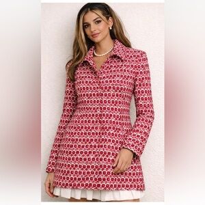 GAP Pink, Red & White Belted Trench Coat w/Belt